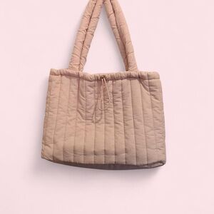 Pink quilted tote bag